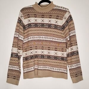 Dress Barn Geometric Pattern Turtleneck/Cowl Sweater- Women's- Size Medium